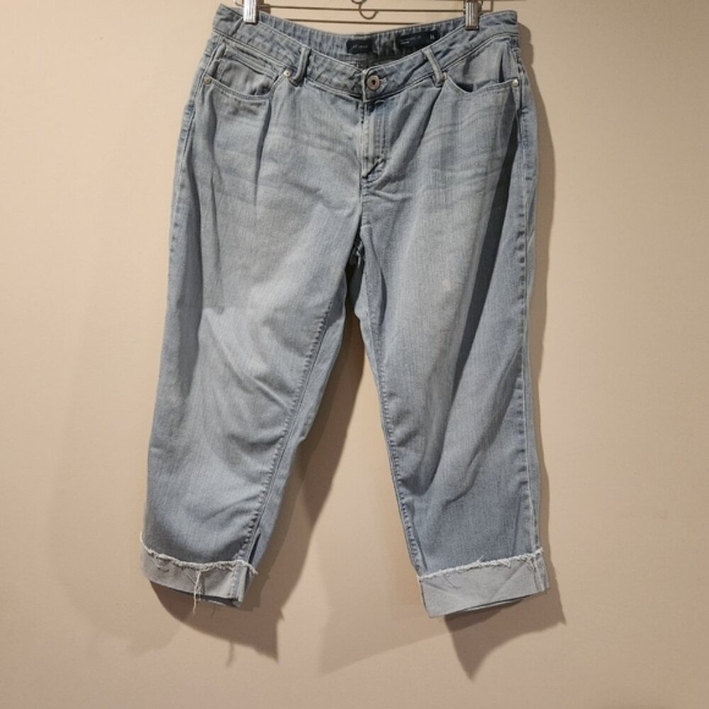 J JILL authentic fit  cropped cuffed denim jeans light wash petite size 14P